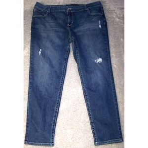 Lane‎ Bryant Jeans Women's 18 39X28 Distressed Stretch Faded Blue Skinny Genius
